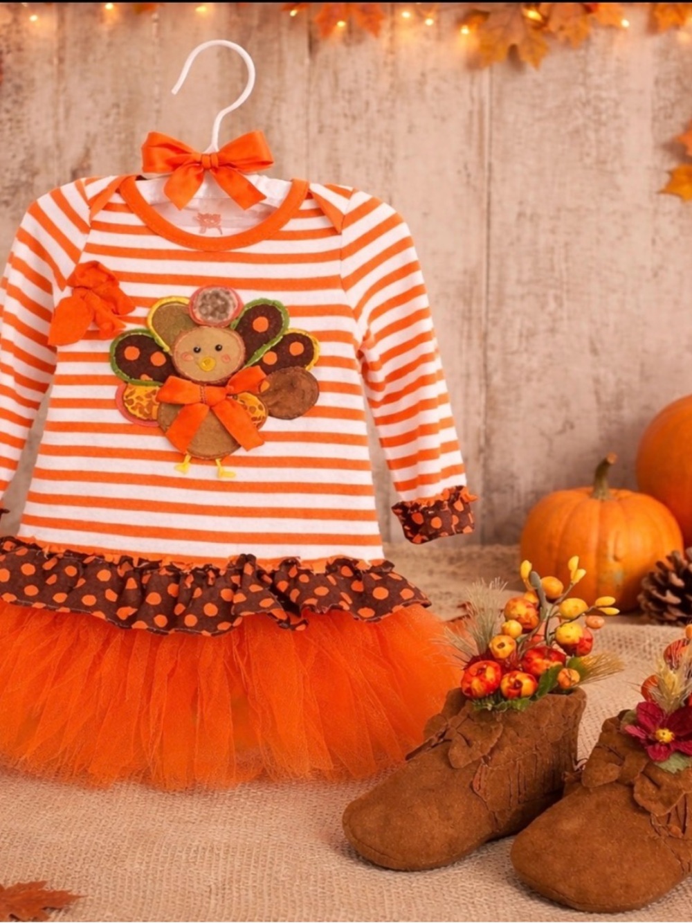 Thanksgiving Theme Baby Shower Centerpiece-Little Girl Birthday-Wearable Outfit